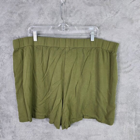Womens Frye & Co. Olive Green 100% Rayon Shorts Elastic Tie Waist 4" Inseam 2X - Picture 5 of 9